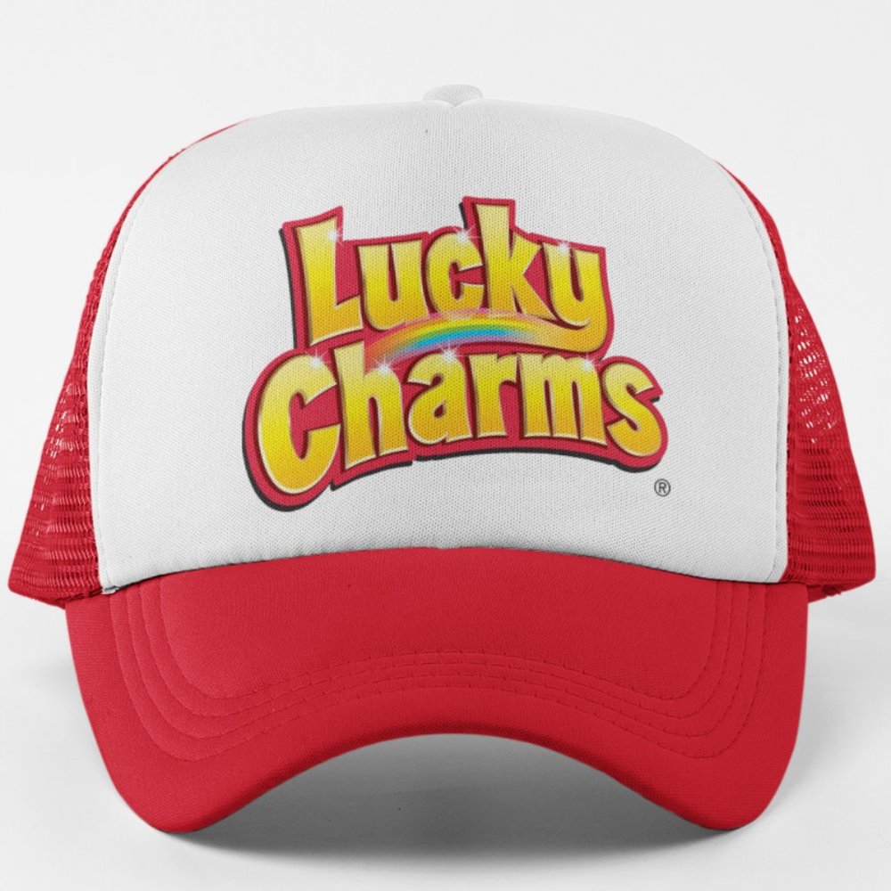 NEW Lucky Charms Foam Trucker Snapback Hat 2-TONE RED WHITE